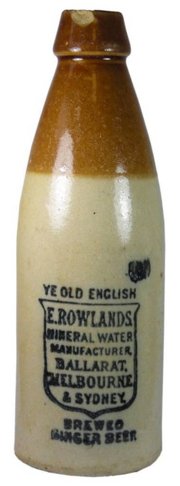 Rowlands Ballarat Melbourne Sydney Stone Ginger Beer Bottle