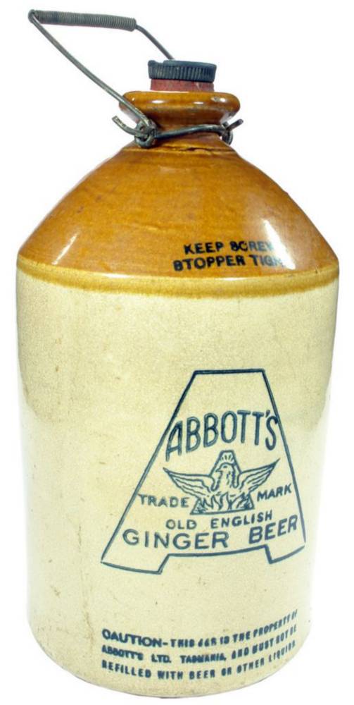 Abbott's Old English Ginger Beer Tasmania Demijohn