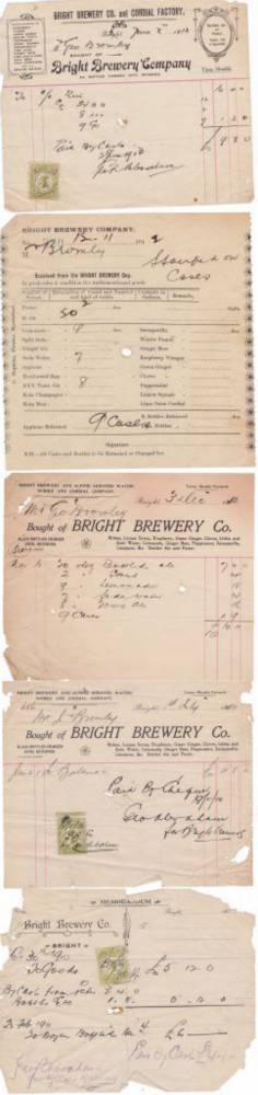 Receipts Letterheads Bright Brewery George Abraham
