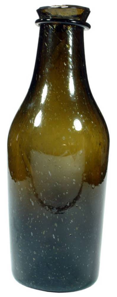 Large Bulbous Demijohn Black Glass Bottle