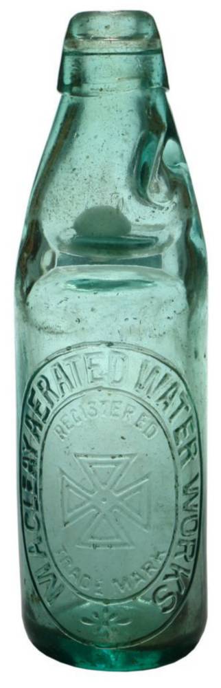 Macleay Aerated Water Works Cross Marble Bottle