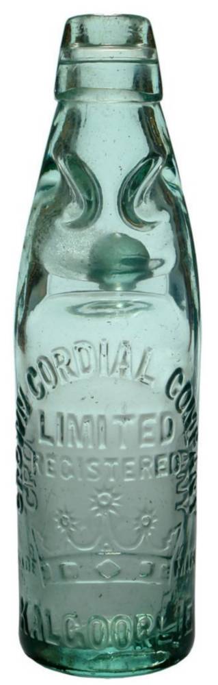 Crown Cordial Company Kalgoorlie Crown Codd Bottle