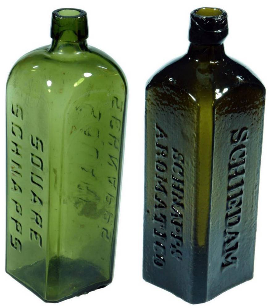 Pair Schnapps Antique Bottles