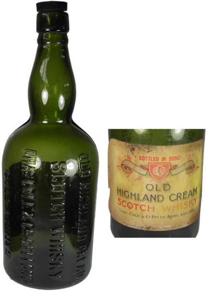 Chas Cole Whisky Green Glass Bottle