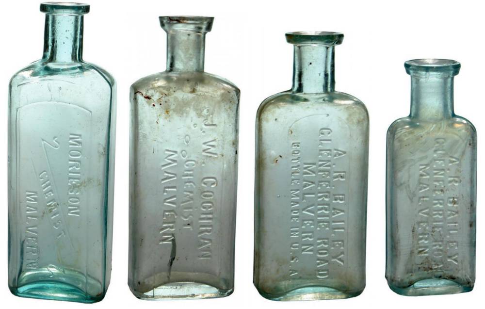Collection Malvern Chemist Bottles Bailey Cochran Morieson