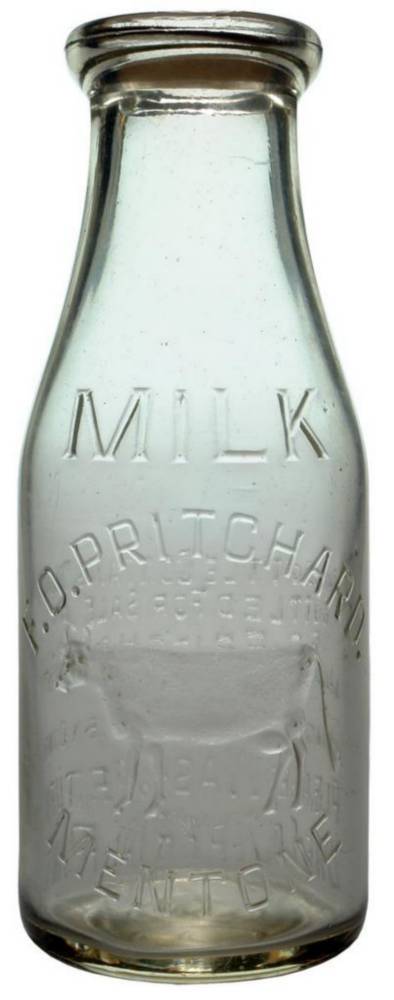Pritchard Mentone Cow Pint Milk Bottle