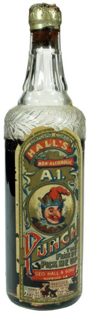 Hall's Norwood Clown Punch Cordial Bottle