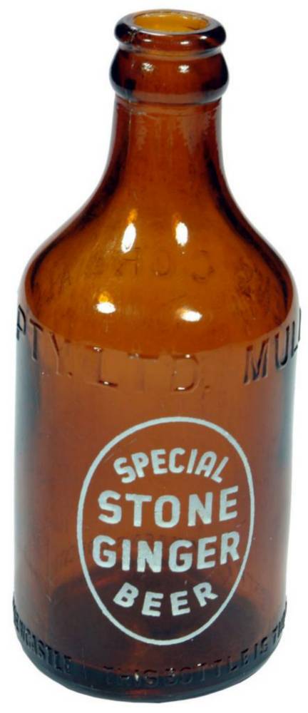 Mullens Cordials Newcastle Ginger Beer Glass Bottle
