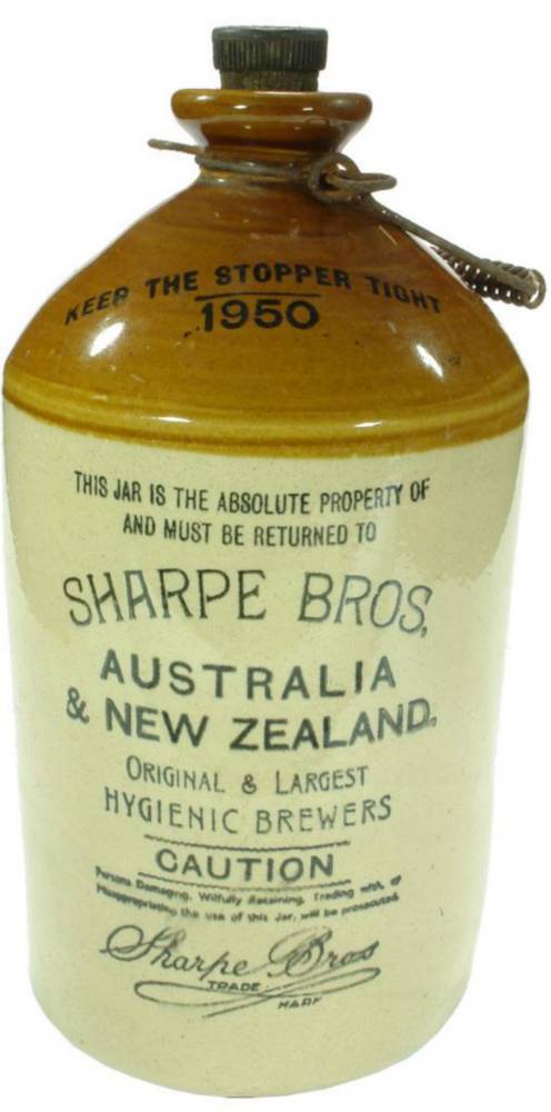 Sharpe Bros Australia New Zealand 1950 Demijohn