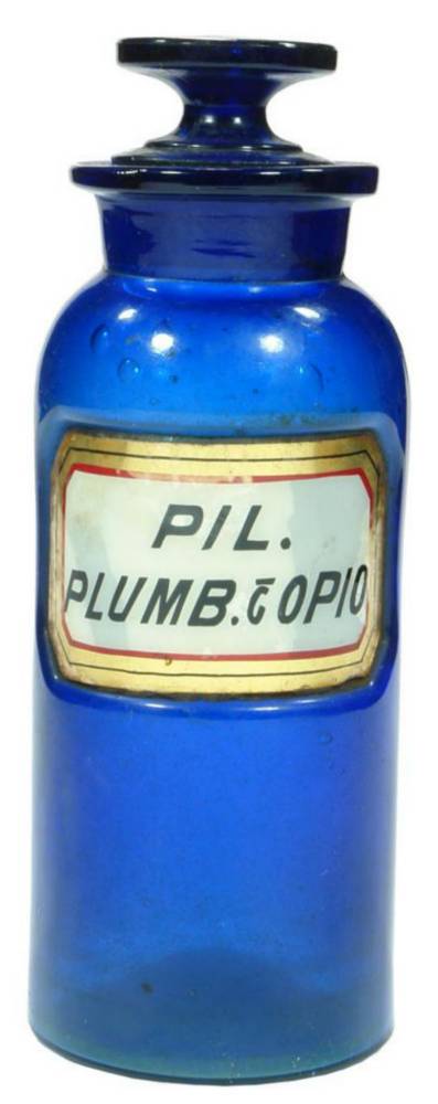 Pil Plumb Opio Cobalt Blue Pharmacy Jar