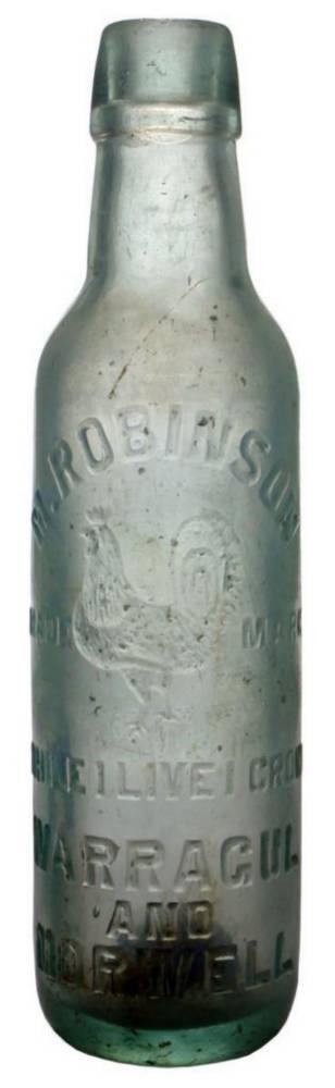 Robinson Warragul Morwell Rooster Lamont Patent Bottle