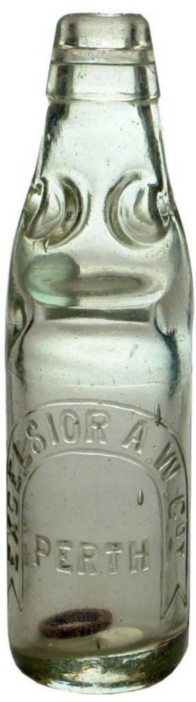 Excelsior Aerated Waters Perth Codd Marble Bottle