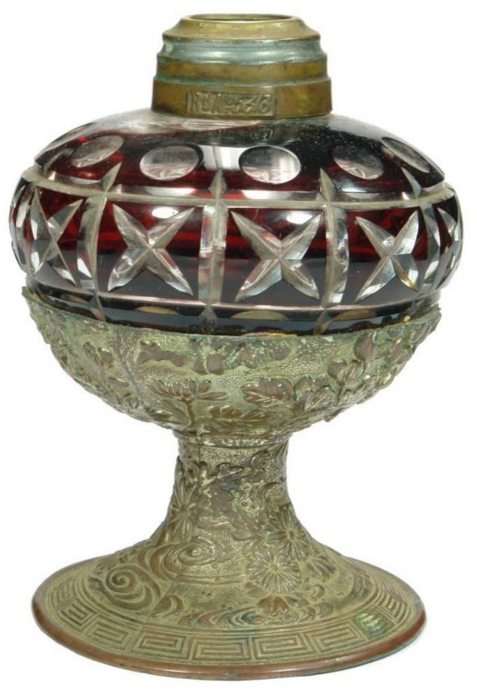Ruby Clear Glass Lamp Bowl Metal Base