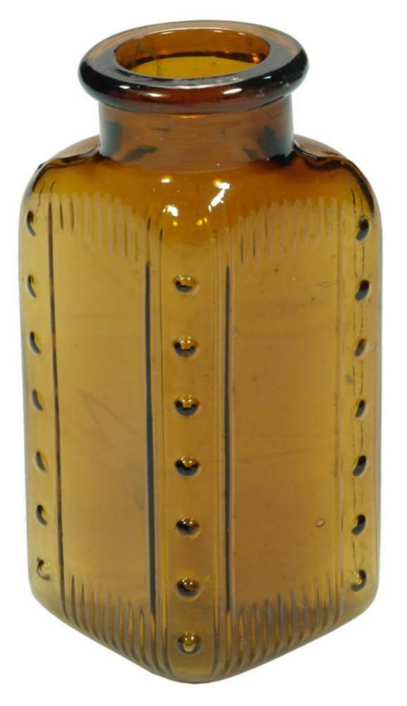 Ribbed Triangular Amber Poison Bottle