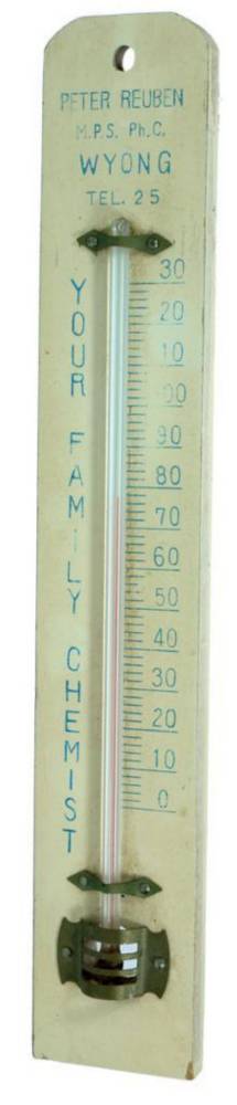 Peter Reuben Wyong Family Chemist Advertising Thermometer