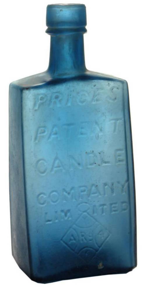 Prices Patent Candle Company Blue Pontil Bottle