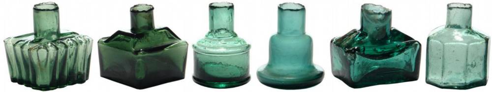 Collection Green Glass Ink Bottles