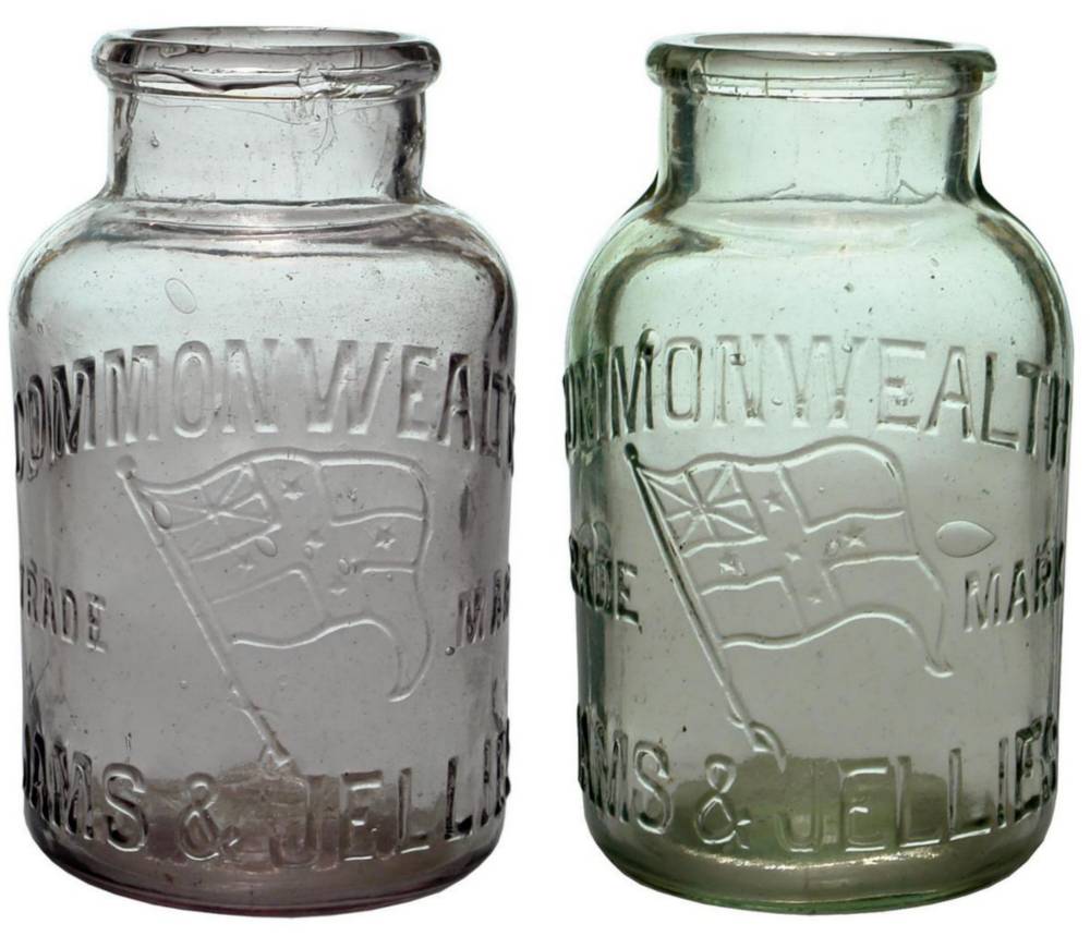 Pair Commonwealth Jams Jellies Flag Jars