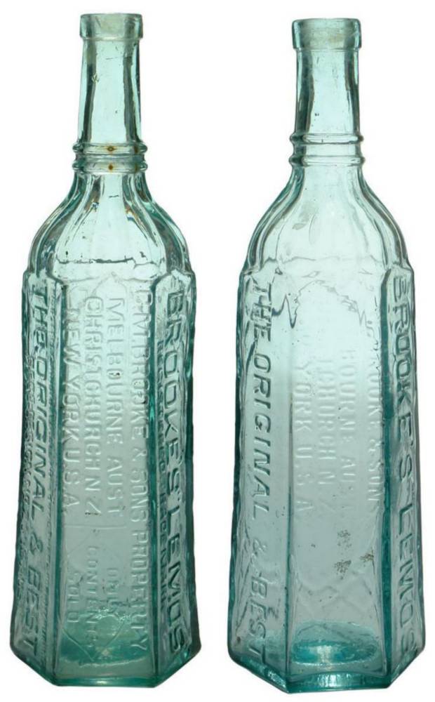 Pair Brookes Lemos Cordial Bottles