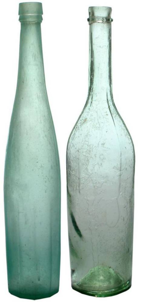 Pair Goldfields Vinegar Antique Bottles