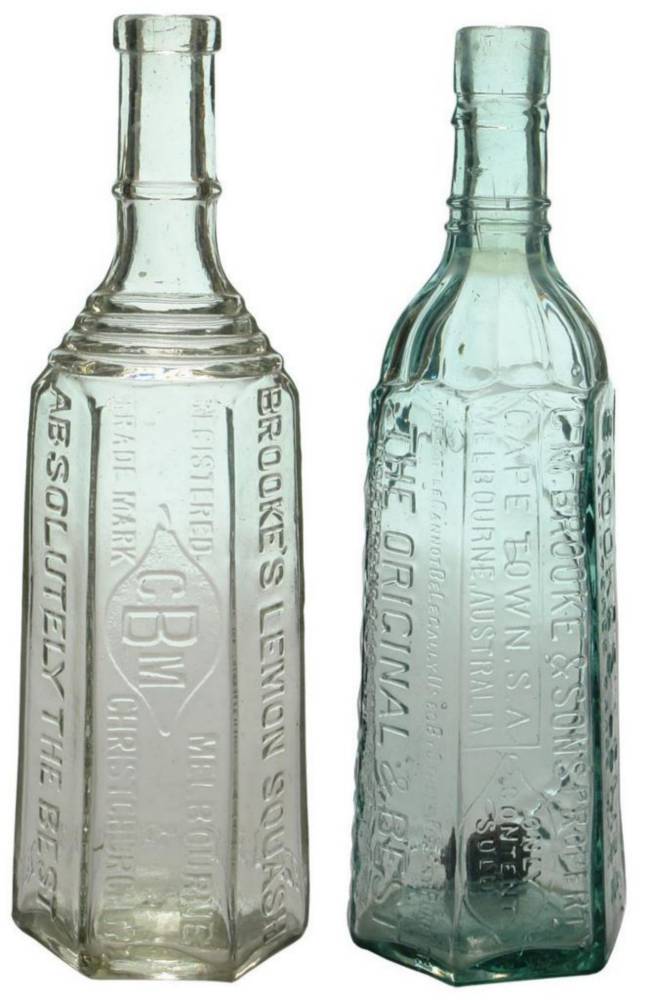 Pair Brookes Lemos Cordial Bottles