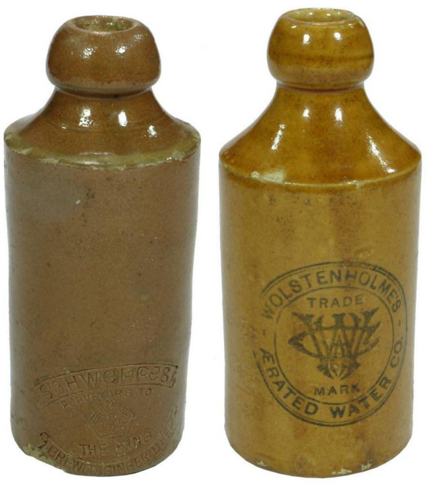 Pair Stoneware GInger Beer Bottles