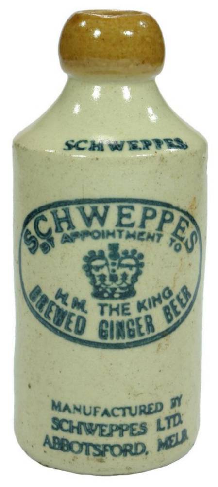 Schweppes Abbotsford Crown Stoneware Ginger Beer Bottle