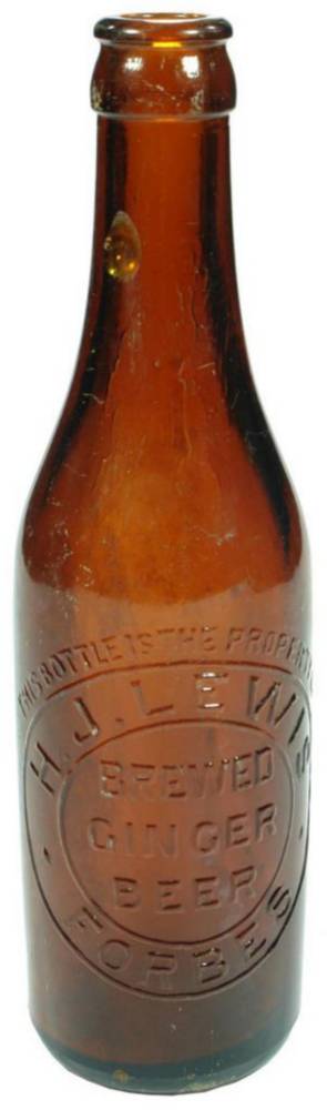 Lewis Forbes Amber Glass Ginger Beer Bottle