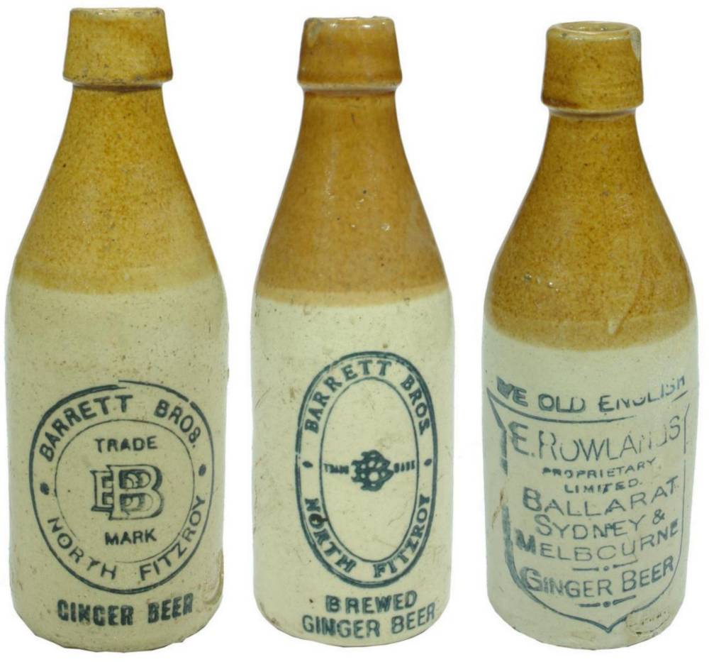 Group Barrett Rowlands Ginger Beer Bottles