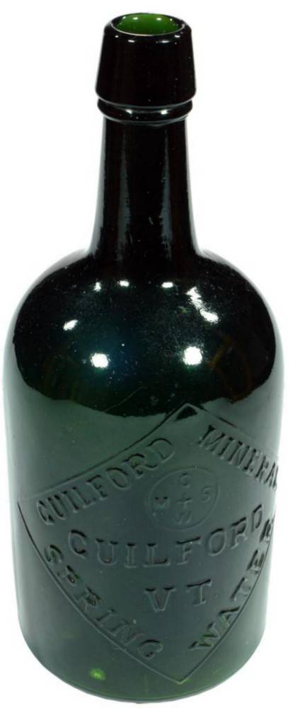 Guilford Mineral Spring Water Black Glass Bottle