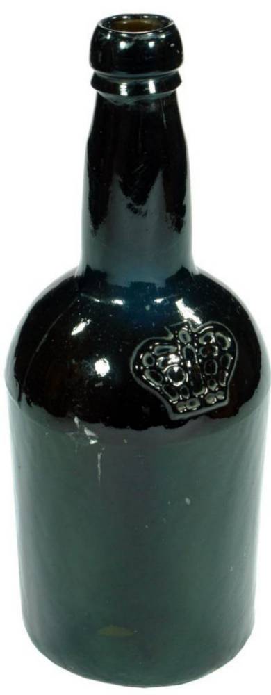 Crown Shoulder Black Glass Bottle