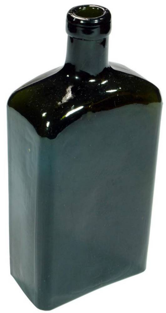 Black Glass rectangular Flask Bottle