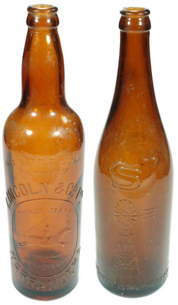 Pair Crown Seal Australian Beer Bottles