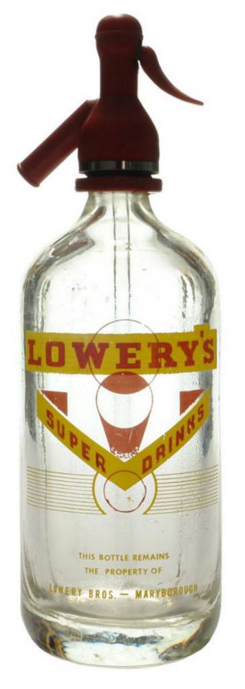 Lowery's Super Drinks Maryborough Ceramic Label Syphon