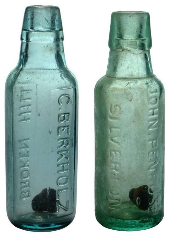 Pair Silverton Broken Hill Lamont Patent Bottles