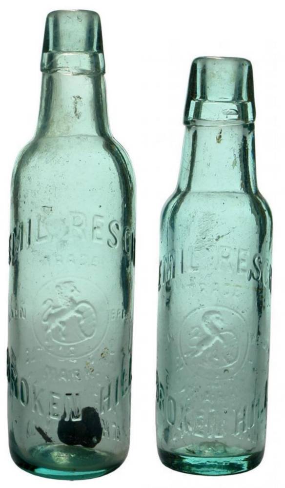 Pair Emil Resch Broken Hill Lamont Bottles