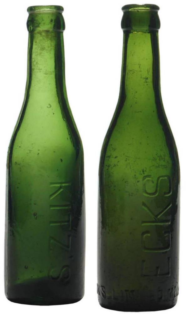 Kitz's Ecks Green Glass Crown Seal Bottles