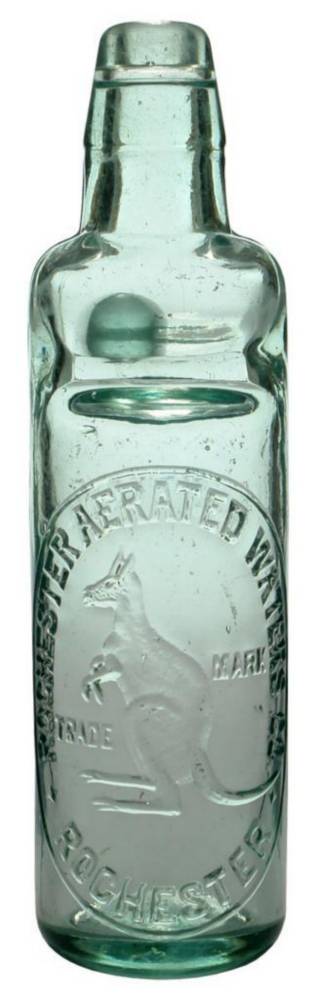 Rochester Aerated Waters Kangaroo Codd Marble Bottle
