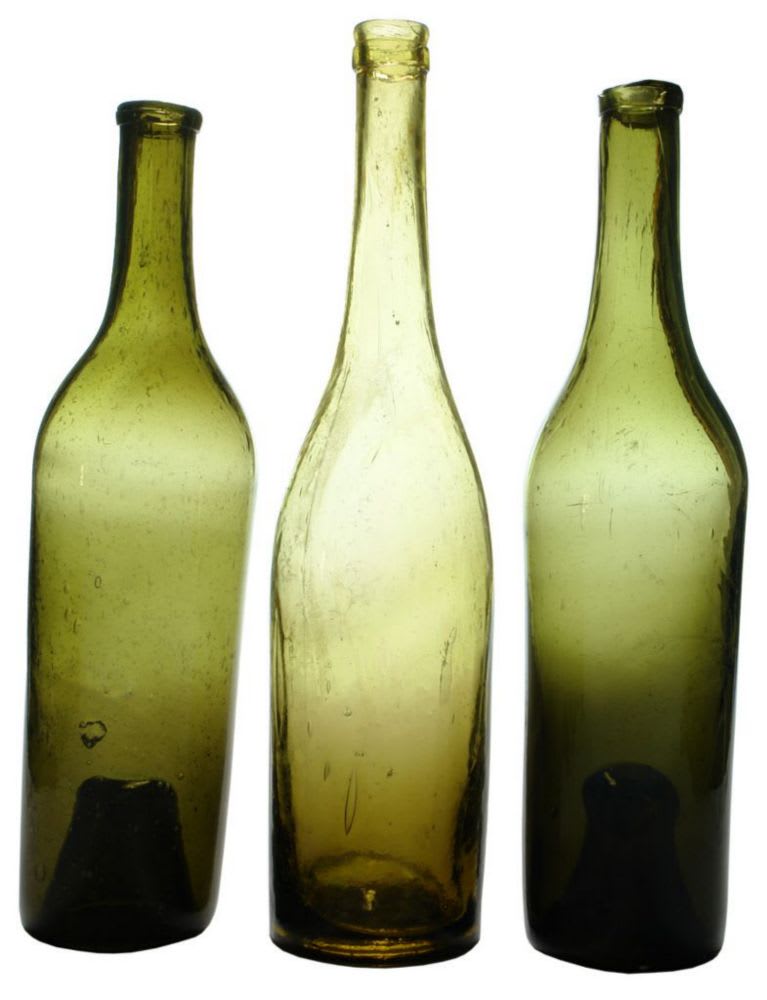 Collection Old Antique Cognac Wine Bottles