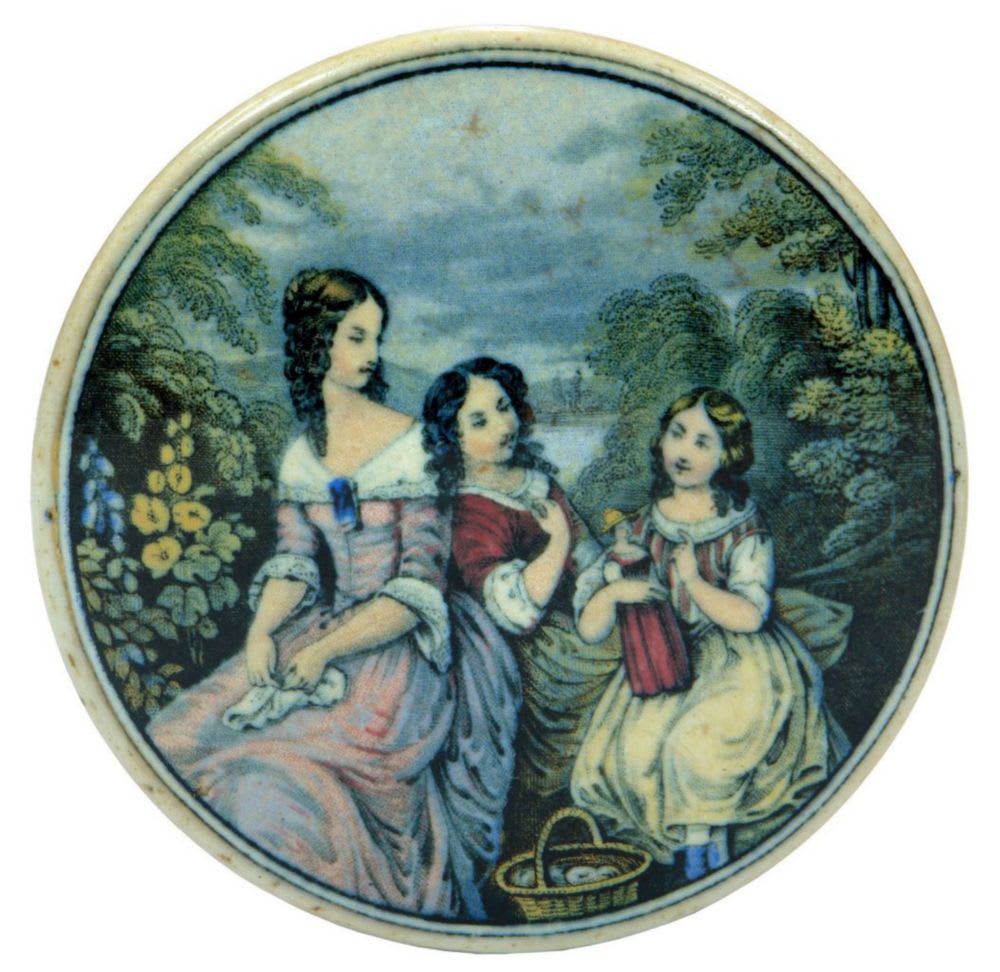 Mother and Daughters Prattware Pot Lid