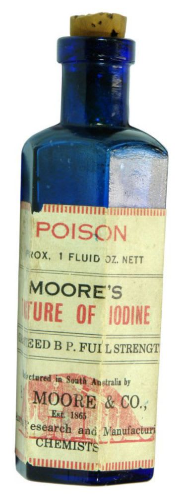 Moore's Tincture of Iodine Labelled Bottle