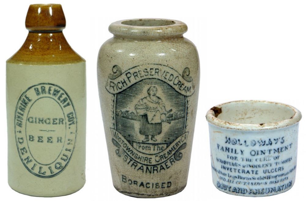 Collection Stoneware Antique Bottles Jars