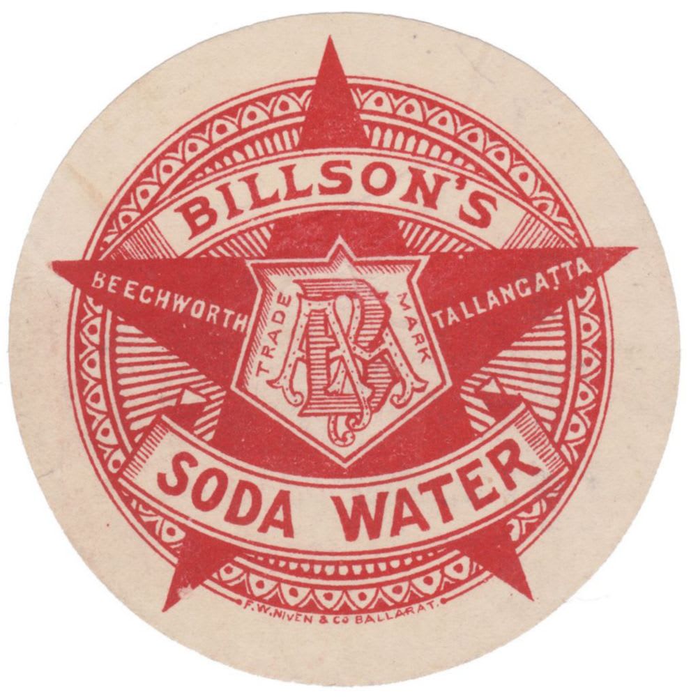 Billson's Beechworth Tallangatta Soda Water Niven Label