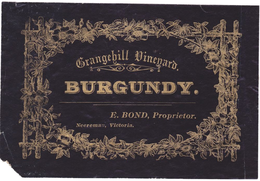 Bond Grangehill Vineyard Burgundy Neereman Niven Label