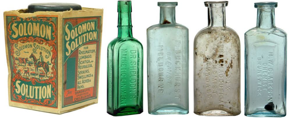 Collection Old Cure Medicine Snake Oil Bottles