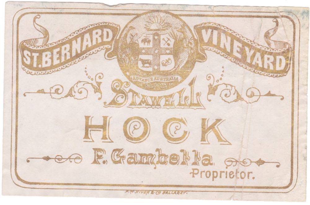 Gambella St Bernard Vineyard Stawell Hock Label