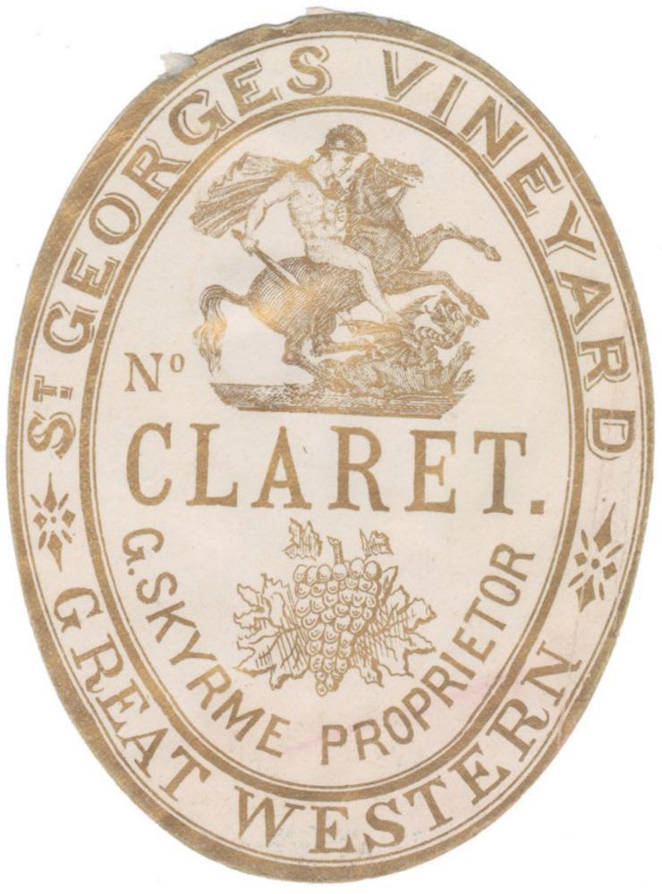 Skyrme St George's Vineyard Claret Great Western label