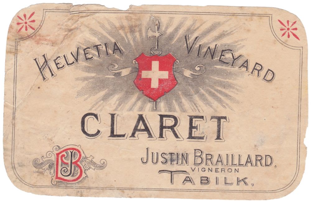 Braillard Tabilk Helvetia Vineyard Claret Niven Label