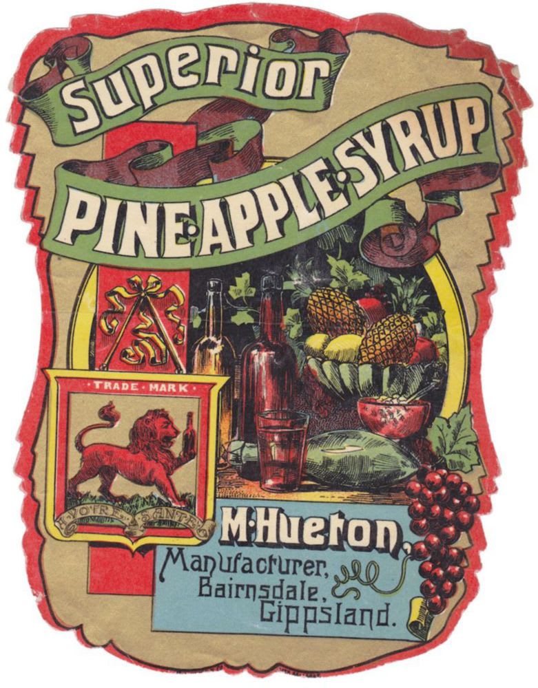 Hueton Bairnsdale Gippsland Pineapple Niven Label
