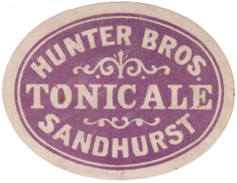 Hunter Bros Tonic Ale Sandhurst Niven Label